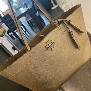 Tory Burch Beige Leather Tote with Tassels